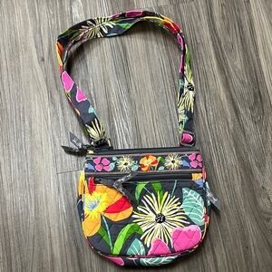 NWOT Vera Bradley Little Flap Hipster (retired Jazzy Blooms pattern), black